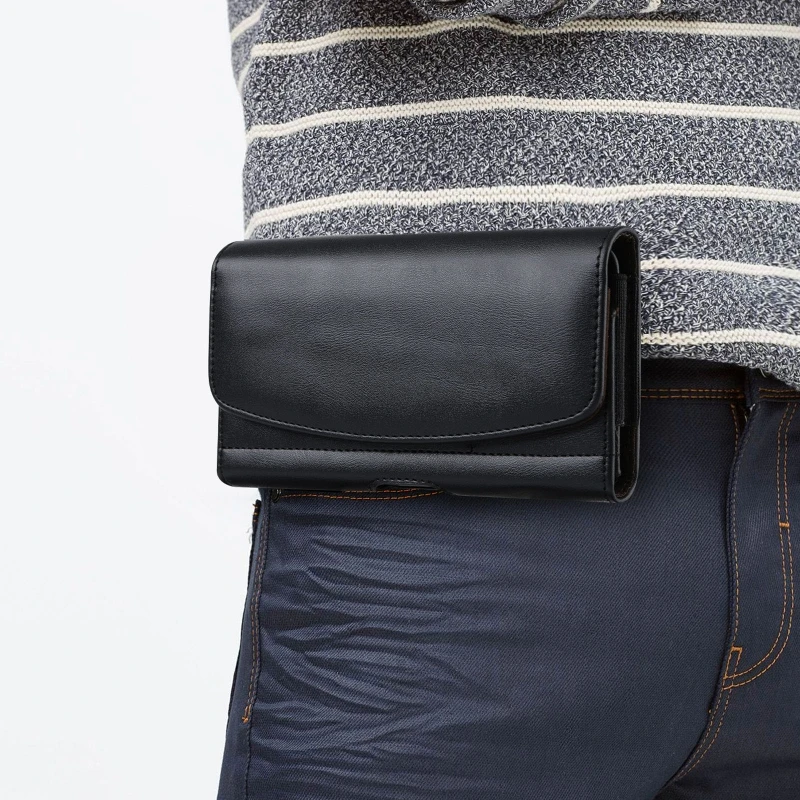 Cellphone Holster Case PU Leather Holster for Men Horizontal Carrying Phone Pouch Belt Clip Credit Cards Holder Case Wallet Coin Purse Gift for Father