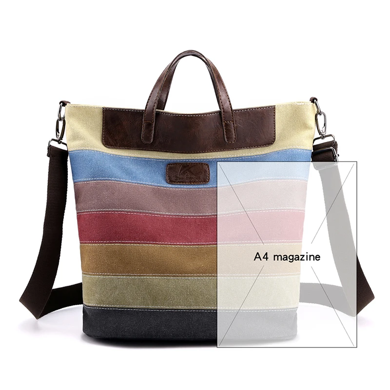 KVKY Patchwork Bucket Canvas Handbag Women Large Capacity Bag Shopping Tote Bag Girls Environmental Protect Canvas Shoulder Bag