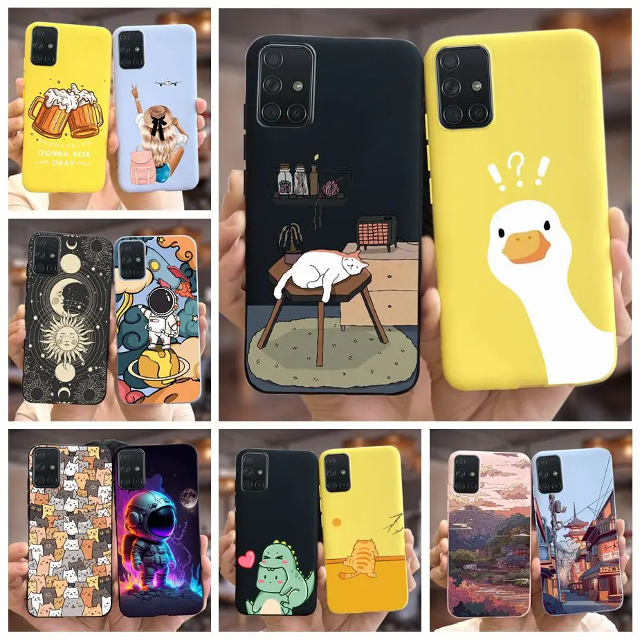 Чехол для Samsung Galaxy A51, A71, A515F, A715F, милый модный мультяшный чехол для телефона с рисунком для Samsung A51, A 31, 41, 71, мягкий чехол-бампер
