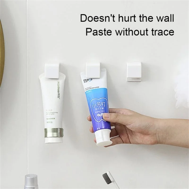 Bathroom Toothpaste Facial Cleanser Clip Wall Mounted Punch Free White Seamless Hook Multifunctional Storage Bathroom Organizer