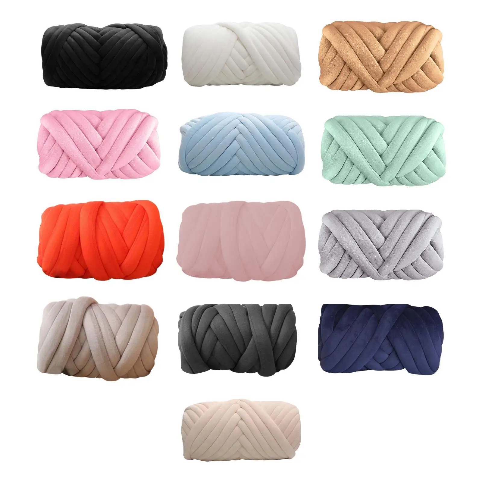 Cotton Polyester Chunky Yarn Jumbo Tubular Yarn Crocheting Tube Giant Soft Yarn Hand Knit Weight Yarn for Throw Blanket Baskets 2
