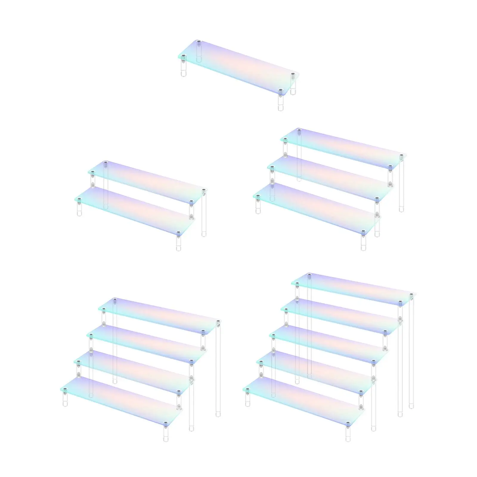 

Acrylic Display Riser Showcase Fixtures Rainbow Color Clear Acrylic Showcase