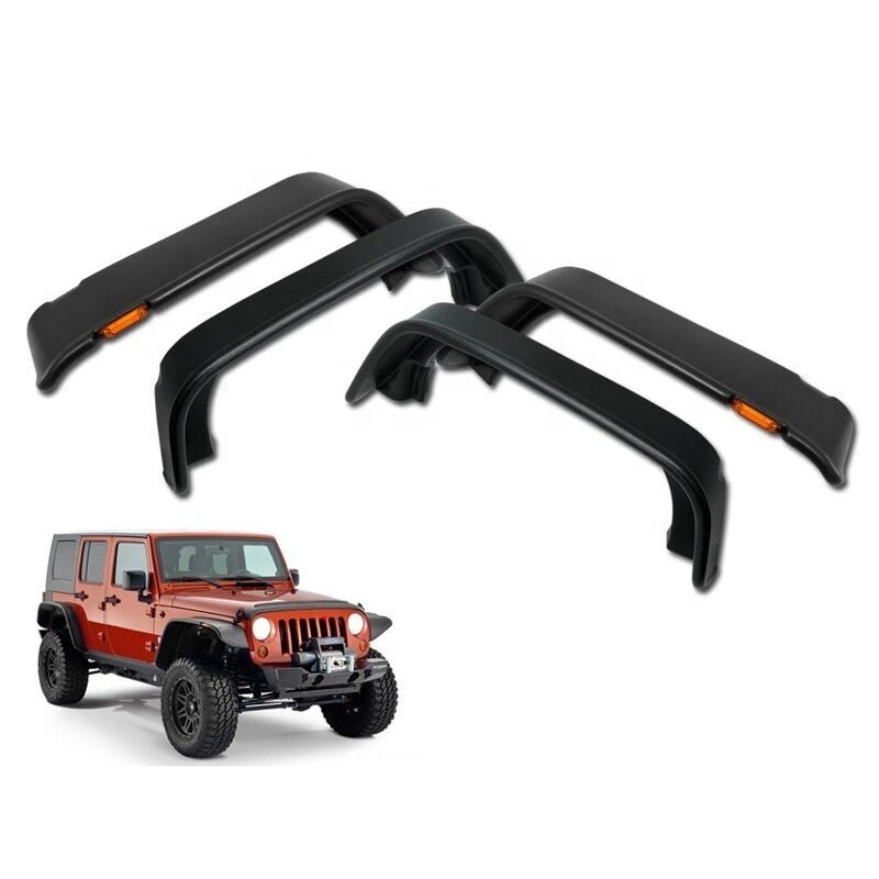 For Jeep Wrangler JK BW Flat Style Front&Rear Fender Flares Guard for jeep for wrangler fender flares jk flat style car steel textured off road wide body