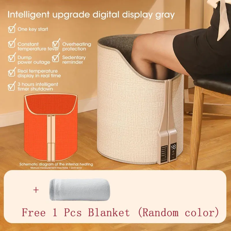 Foldable Foot Warmer Under Desk for Leg Feet with Blanket & Stands, 4-Fold  Electric Portable Space Heater for Home Office with Overheat & Tip-Over