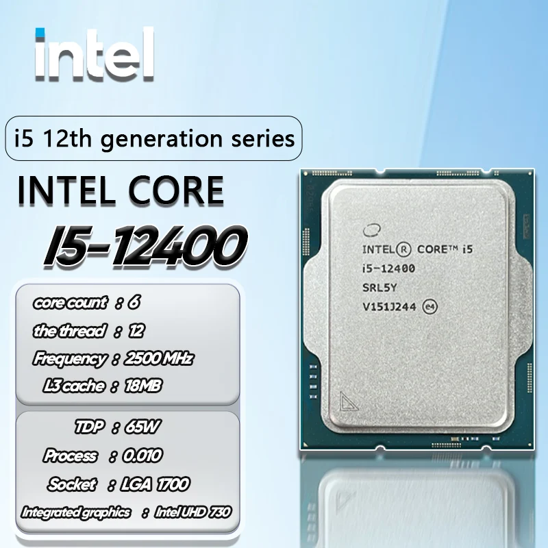 matériel Informatique Core I5-12400 I5 12400 2.5 GHz 6-Core 12-Thread CPU  Processor 10NM L3 = 18M 65W LGA 1700 Nouveau mais sans Refroidisseur  Durable : : Informatique