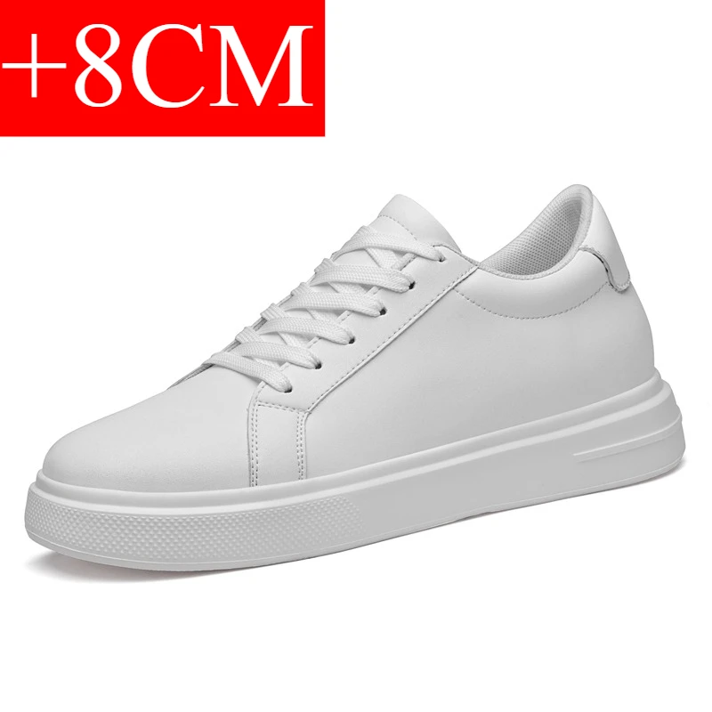 New  Men's Sneakers Elevator Shoes Heightening Height Increase Insole 6-10CM High Heels Shoes Leather Sport Shoes Men Shoes 8