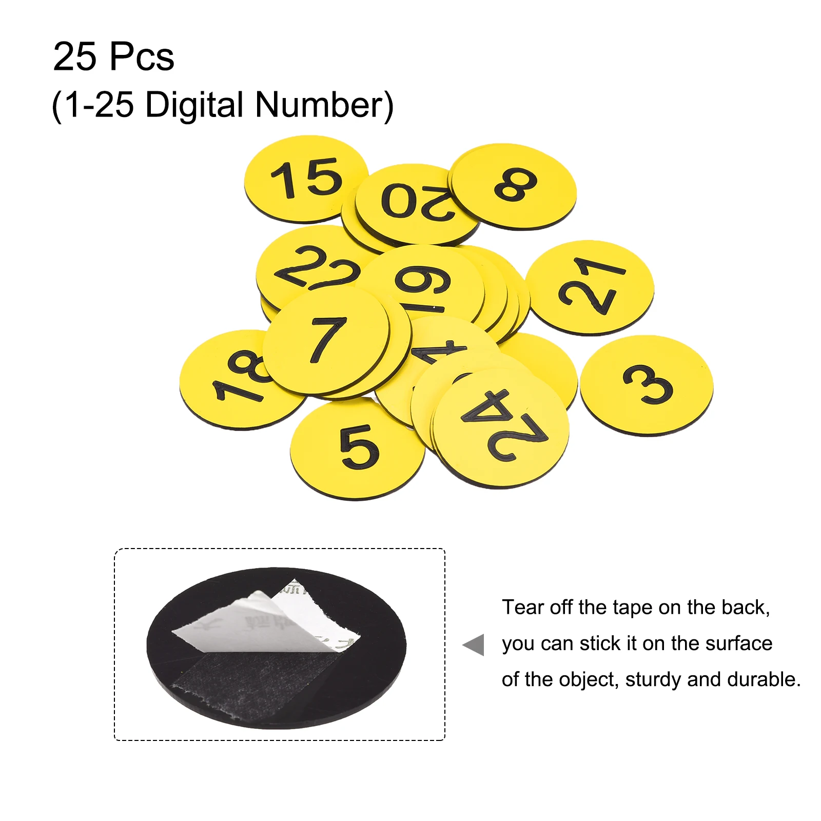 Plastic Number Tags Uxcell Plastic Number Tag 1-25 Digital Tags Sign Tag Acrylic Engraved Yellow with Self-Adhesive Pack of 25