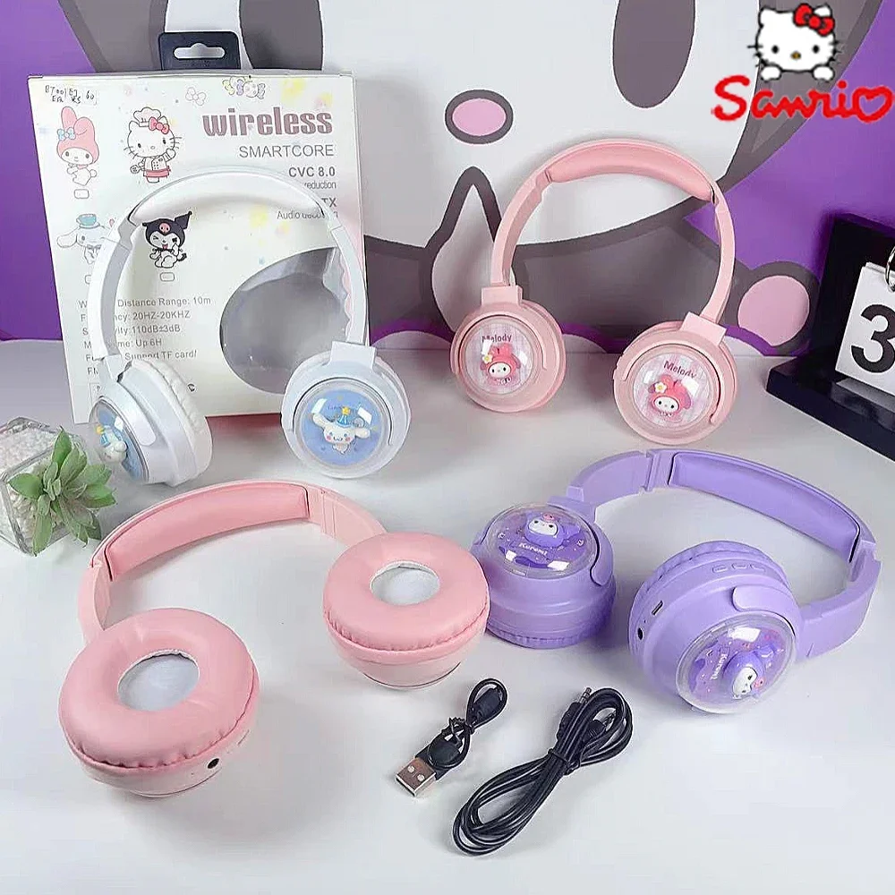 

Kawaii Sanrio беспроводные Bluetooth-наушники аниме Hello Kitty Kuromi Cinnamoroll гарнитура My Melody стерео наушники с микрофоном подарок