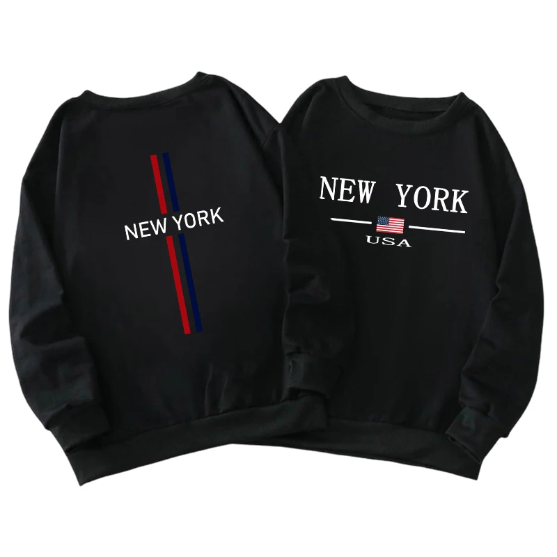 New York Printing Mens Sweatshirts Hot Sales O-Neck Black White Tops Man High Grade Clothing Casual Pullover Jogging Sweatshirts 4