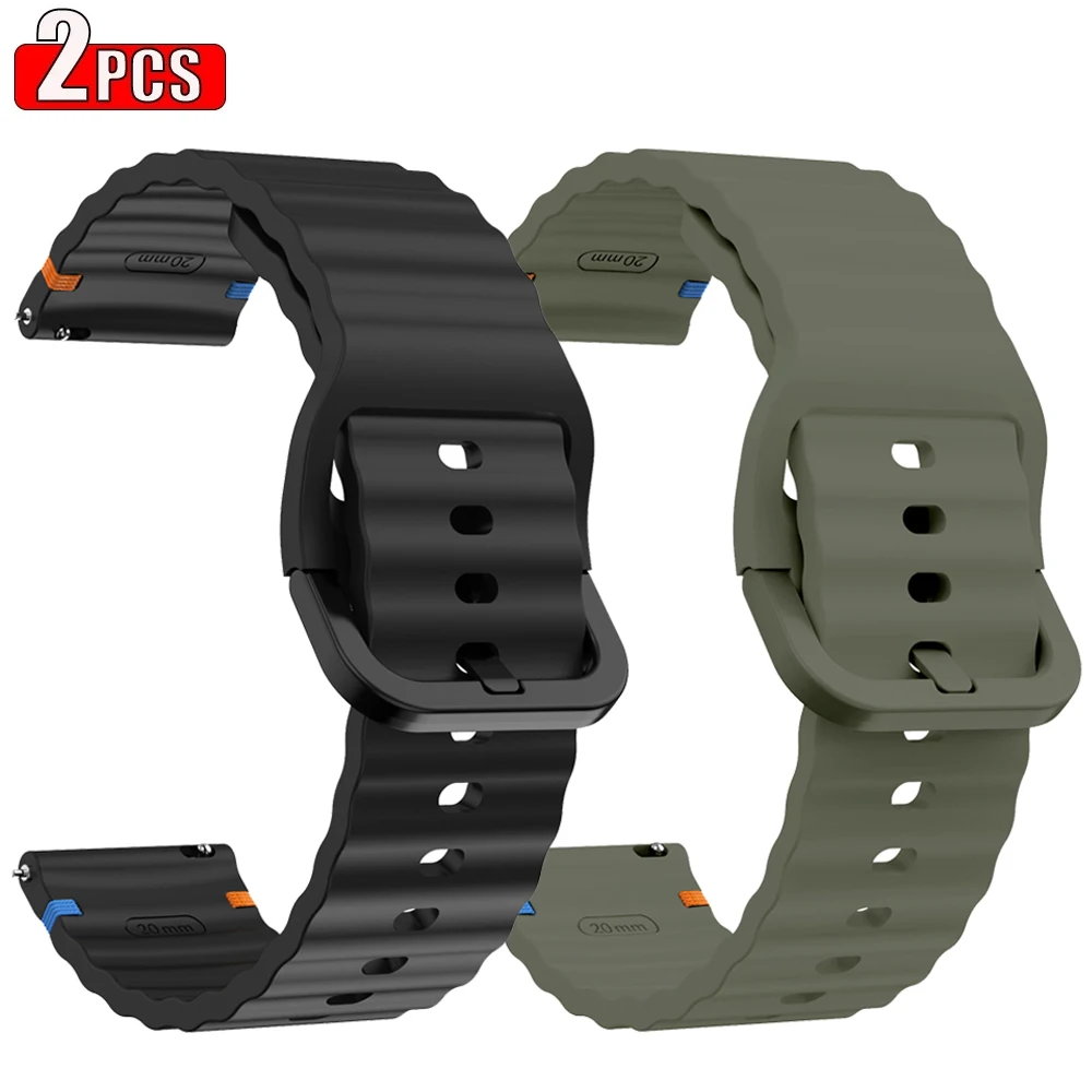 Breathable Silicone Replacement Strap, 20mm/22mm - Wave Design Bracelet