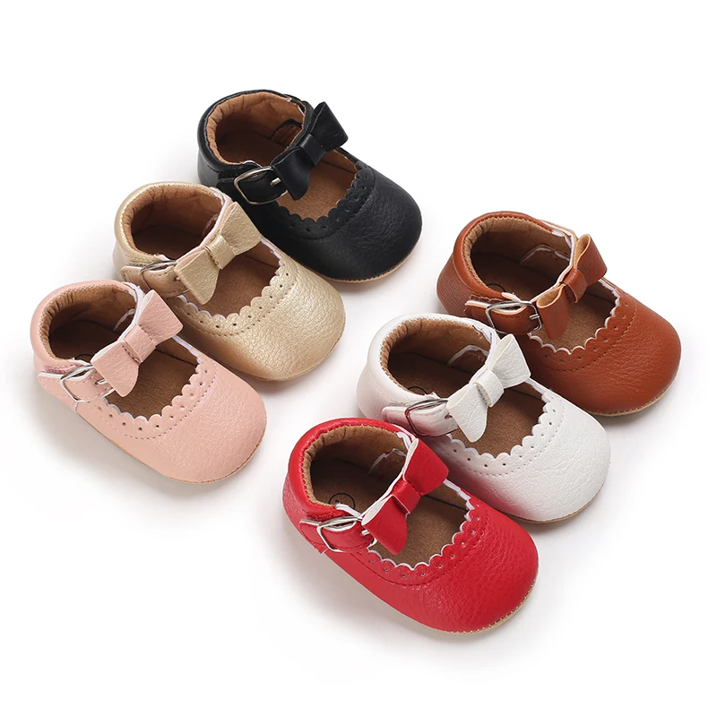 FOCUSNORM 0-18M Baby Girls Boys Princess Shoes Sweet Style Solid Bow Lace Decoration Soft Sole Shoes