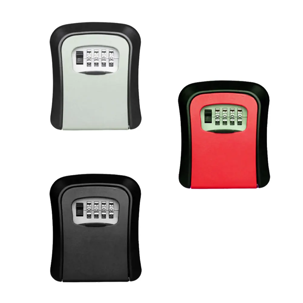 

Key Lock Box Wall Mounted Zinc Alloy Key Safe Box Weatherproof 4 Digit Combination Key Storage Lock Box Indoor Outdoor