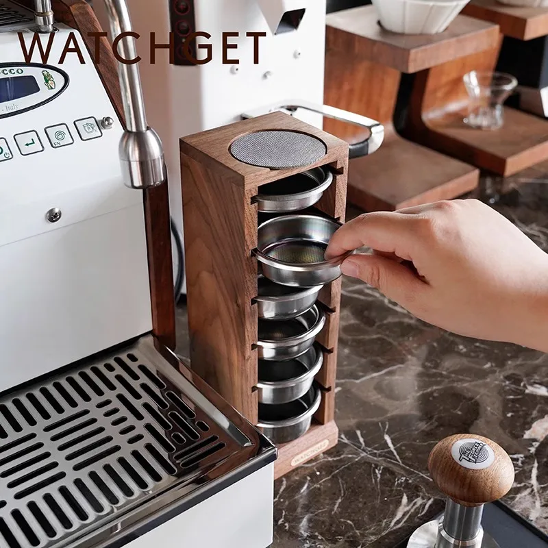 Cestello Per Caffè Espresso In Legno Scolapiatti/Espositore Per Cestini Portafiltro Portafiltro Da 58Mm Vst/Ims Portaoggetti Angolare Per Barista