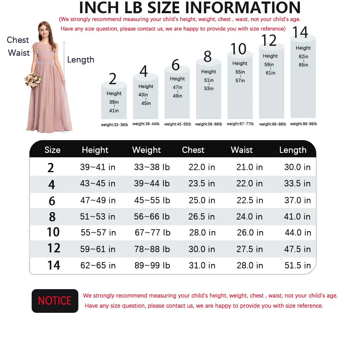 YZYManual-Chiffon Júnior dama Dress, A-Line Scoop Pavimento Comprimento, 2-15T