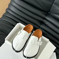 Sabots en daim à bout fendu pour femmes, boucle réglable, talon plat, chaussures décontractées confortables et antidérapantes 5