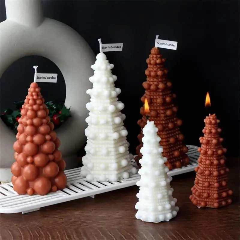 New Christmas Tree Candle Silicone Mold Bubble Tip Christmas Tree Aromatherapy Candle Silicone Mold Soap Mold Christmas Gift