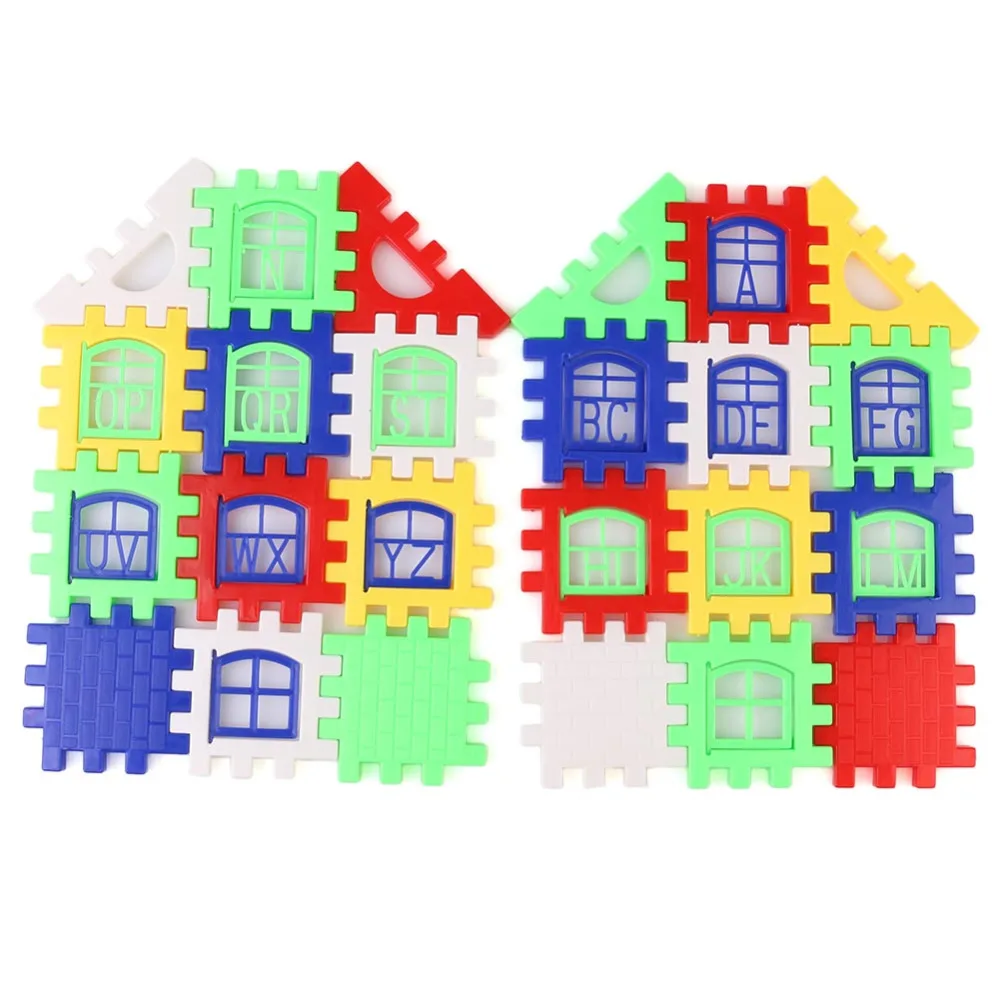 24-Piece Set of Plastic Building Blocks  Ideal DIY Gift Shapes Learning Toy for Kids Puzzles Brain Teasers