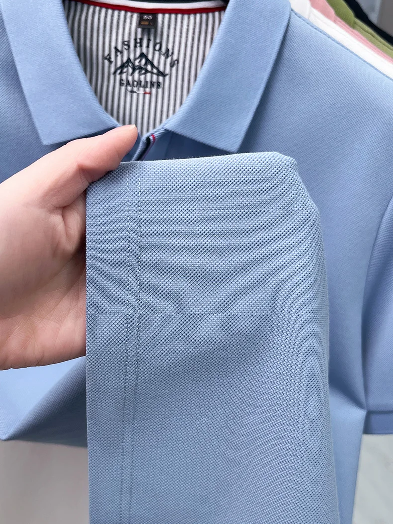 Luxury 100% cotton men's short sleeve polo shirt fashionable stripes comfort texture summer new high-end business casual T-shirt 35 S5d5ca4bf6dd04885b4f23321a6bf7a57E