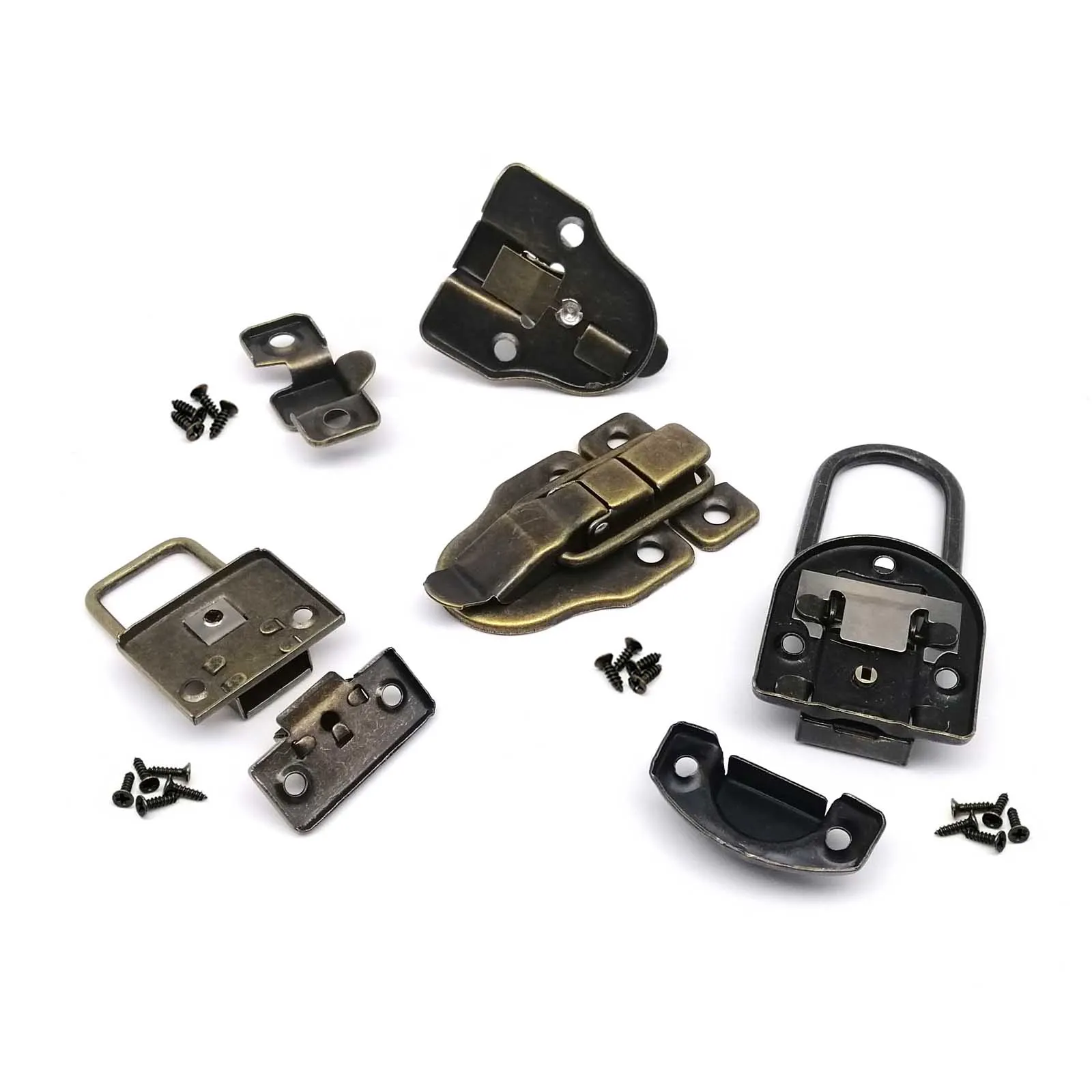 Toggle Latches Jewelry Box Hasps Decorative Latches Furniture Hardware 2pcs Trunk Toggle Catch Jewelry Chest Wooden Wine Box Gift Case Suitcase Hasp Latch Lock 4 type 3 color