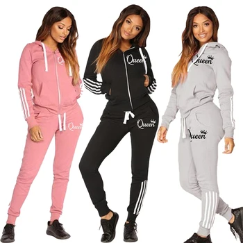 Fashion Casual Sweatsuits for Women Two Pice Set Tracksuit Jogging Suit Zipper Long Hoodies Running Sportswear High Street Pant 1