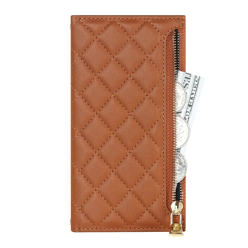 For iPhone 14 13 12 11 Pro Max mini 7 Plus diamond Leather Wallet Zipper Case Flip Stand Cover With straps