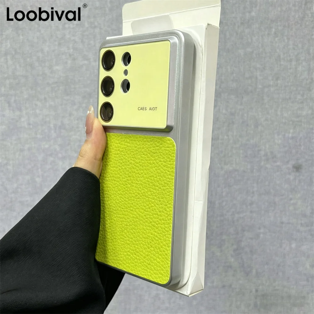 Elegant Large Window PU Leather Phone Case with Glass Camera Protector - Shockproof Cover