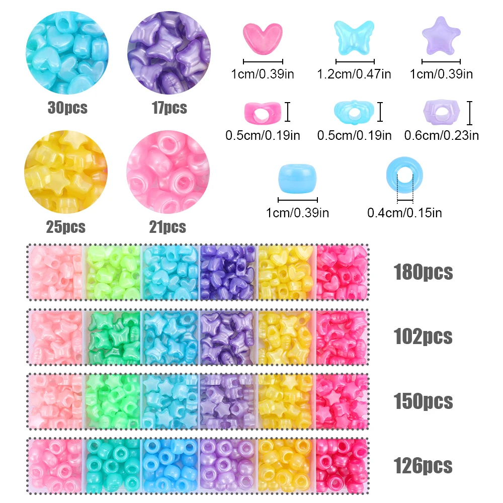 Makersland Colorful DIY Butterfly Star Heart Colorful Beads Set For Children Bracelet Necklace Handmade Jewelry Making Gift