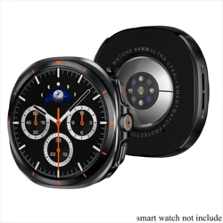Ultra - Thin Shockproof Rugged Watch Case with Metal Bumper and Back Cover - Galaxy Watch 8 44mm (Black Orange)