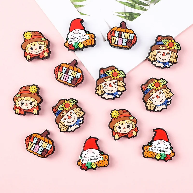 20pcs New Silicone Beads Autumn Focal Beads Baby Toys DIY String Pen Bead Nipple Chain Jewelry Handwork Accessories Wholesale
