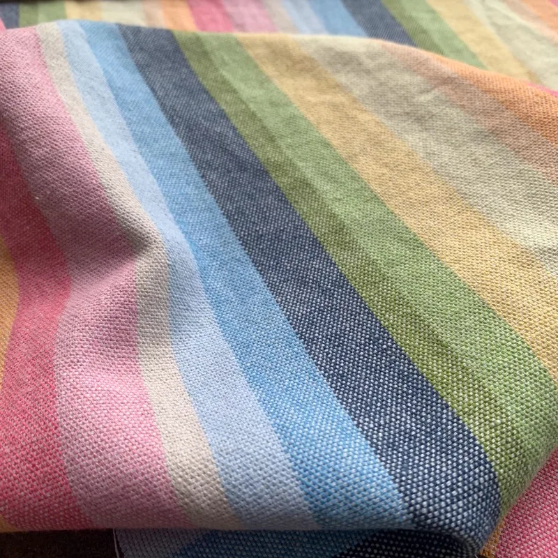 Colorful Woven Striped Linen Cotton Fabric for Dresses Pants High End Custom Spring Autumn Clothing Material Textured Premium - 2