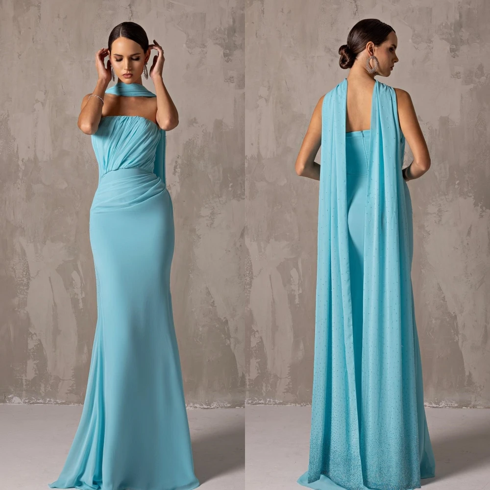 Satin Draped Pleat Quinceanera Sheath Strapless Bespoke Occasion Gown Long Dresses