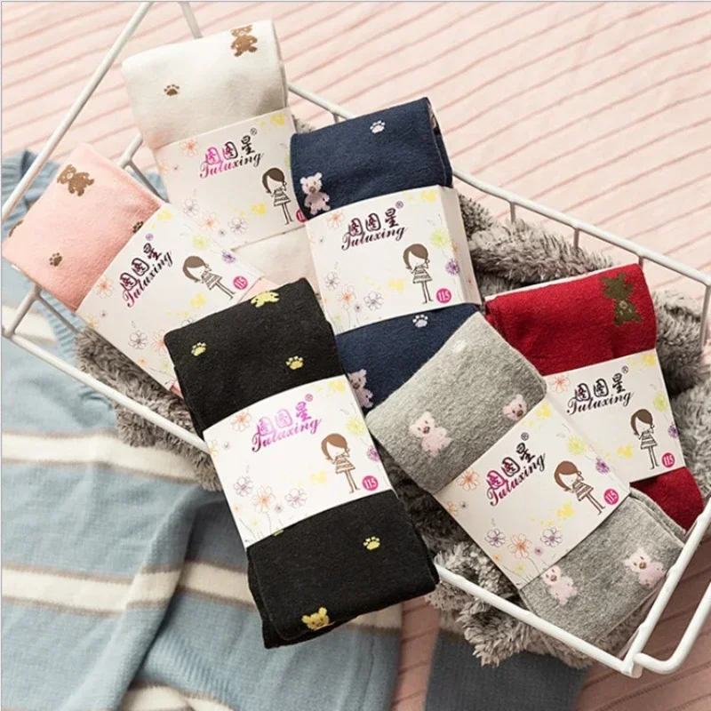 Girls Tights Cartoon Bear Stockings Kids Pantyhose Spring Autumn Winter 2 To 9 Years Children's Tights Cotton Clothing