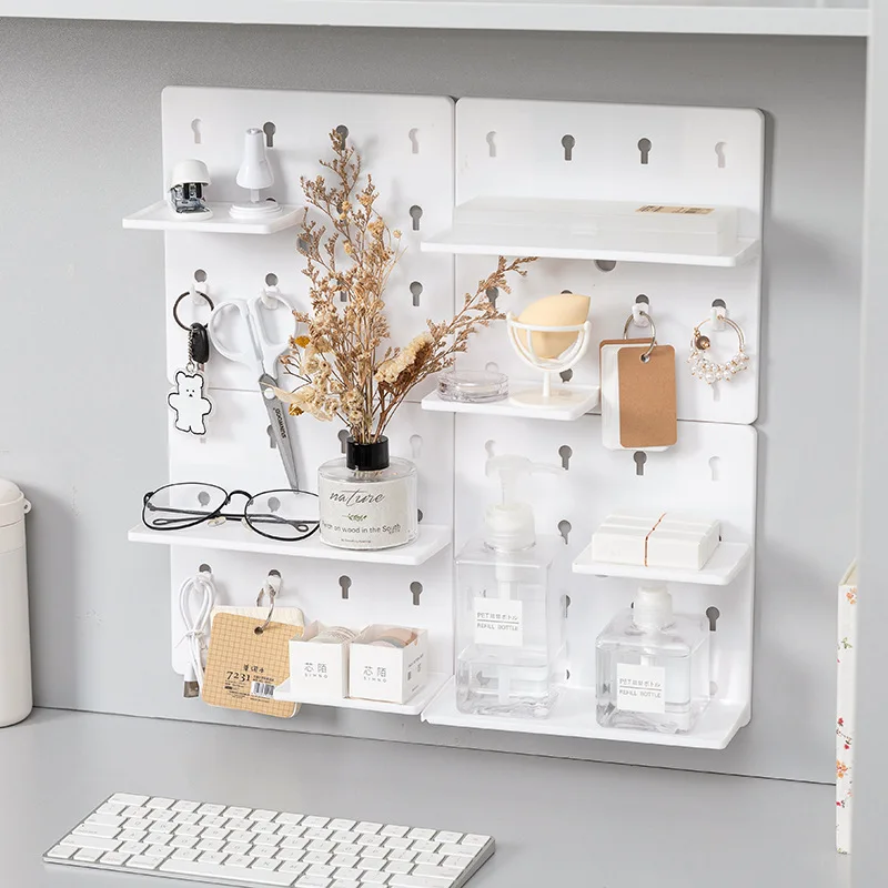 Room Decor Hole Board Wall Shelf Hooks Desk Organizer Make Up Organizers Storage Rack Home Accessories Punch-free Holes | Дом и сад