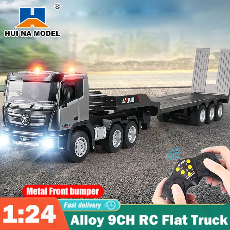 RC Cars 9 Channel Remote Control Flat Trailer Light Sound Engineering Car 1:24 Simulation