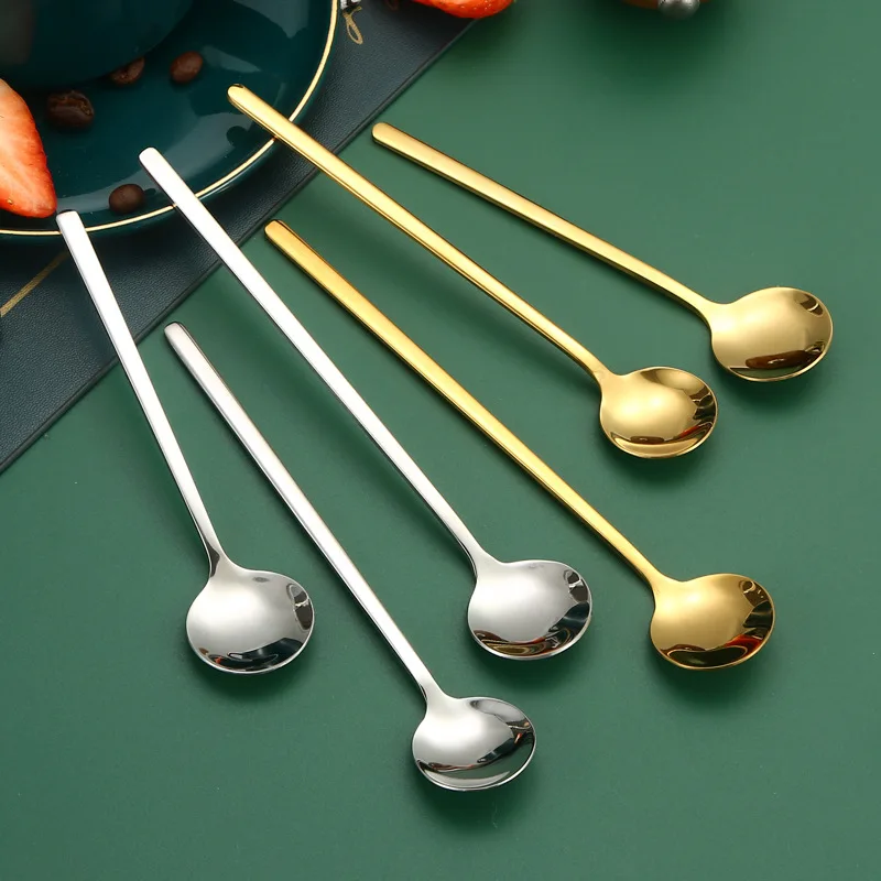 Stainless Steel Beverage Spoons Long Handle for Easy Stirring 4PC