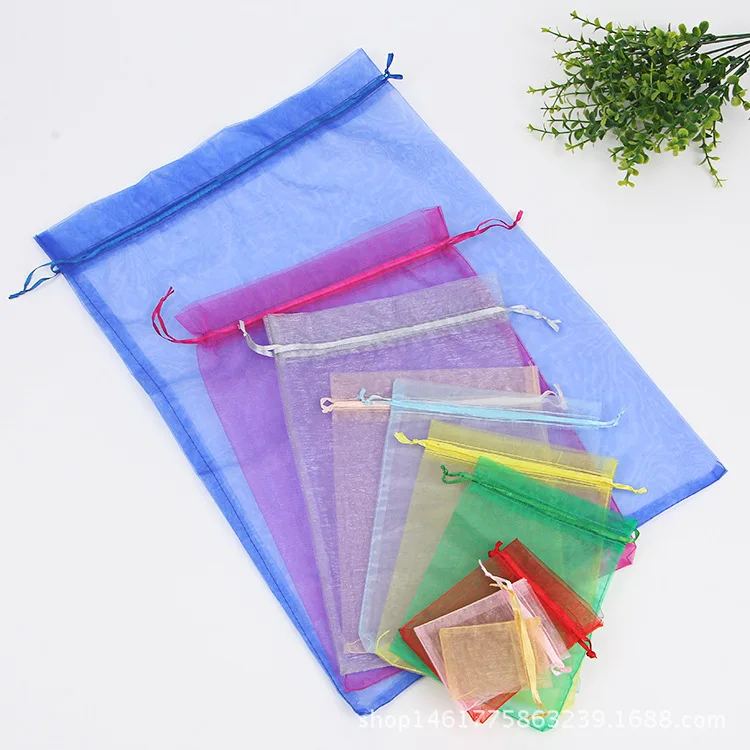 50pcs Chiffon Organza Bags 20x30 25x35 30x40 35x50cm Wedding Birthday Party Candy Chocolate Bags Christmas Gift Box Packing Bags 3