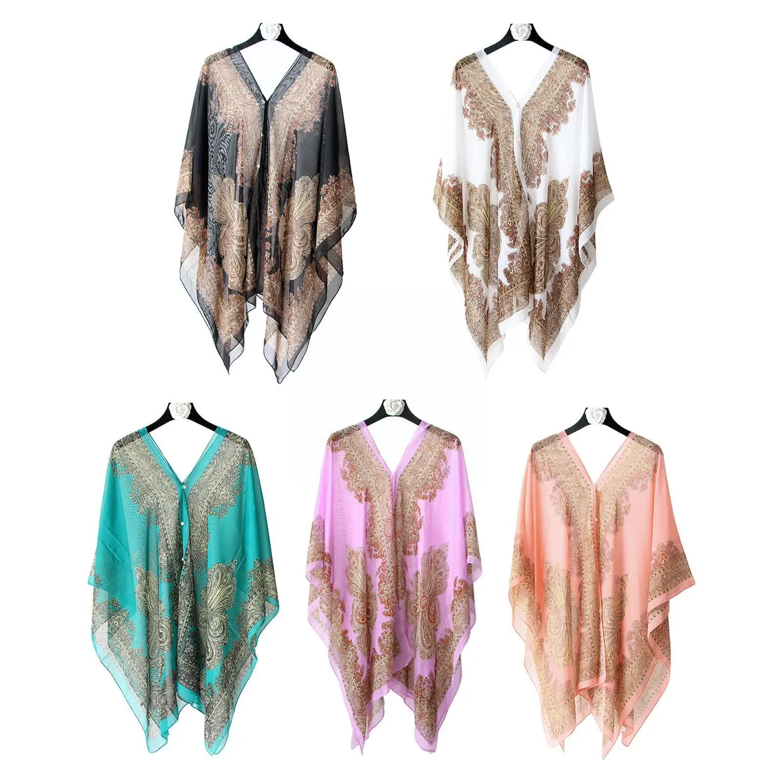 

Women Scarf Shawl Poncho Printed Sunscreen Scarf Chiffon Protection Tops Soft Sun Bikini Beach Shawl Loose Cover Shawl Blou A2Y7