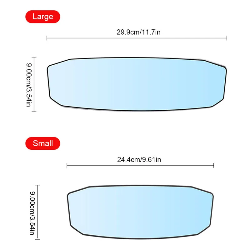Car Mirror SEAMETAL Large Rearview 30CM Wide Angle Vision Snap On Universal Stable HD Glass Interior
