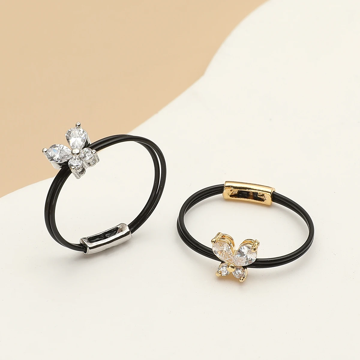 Sweet Trendy Women's Ring Fashion Invisible Transparent Line Brass Ring Pretty Butterfly Zircon Jewelry Accessory Girl Gift finger ring,jewelry accessories