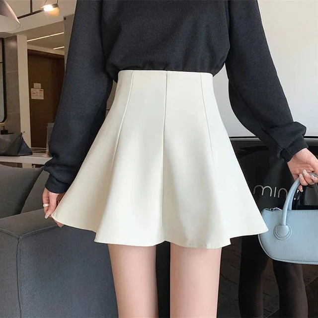 Comprar Falda plisada de Color liso para mujer, Falda corta de corte A,  falda de cintura alta antideslumbrante, Falda corta de estilo universitario