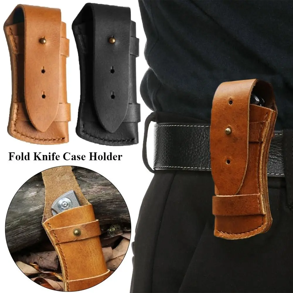 

Sheath Holster Pocket Hunt Leather Sheath Holder Belt Loop Case Flashlight Case Fold Knife Tool Camp Outdoor Carry