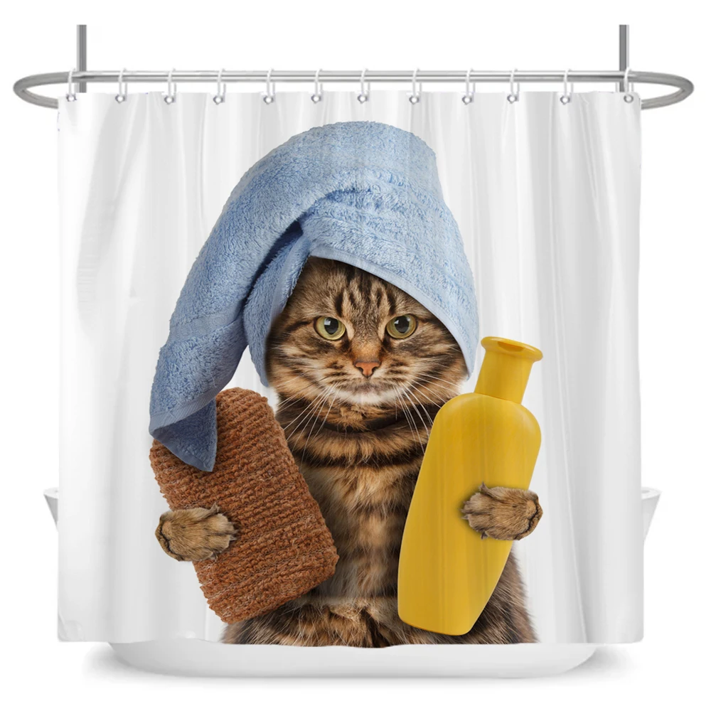 Shower Curtains Bathroom Curtain with Hooks Waterproof 180*180cm