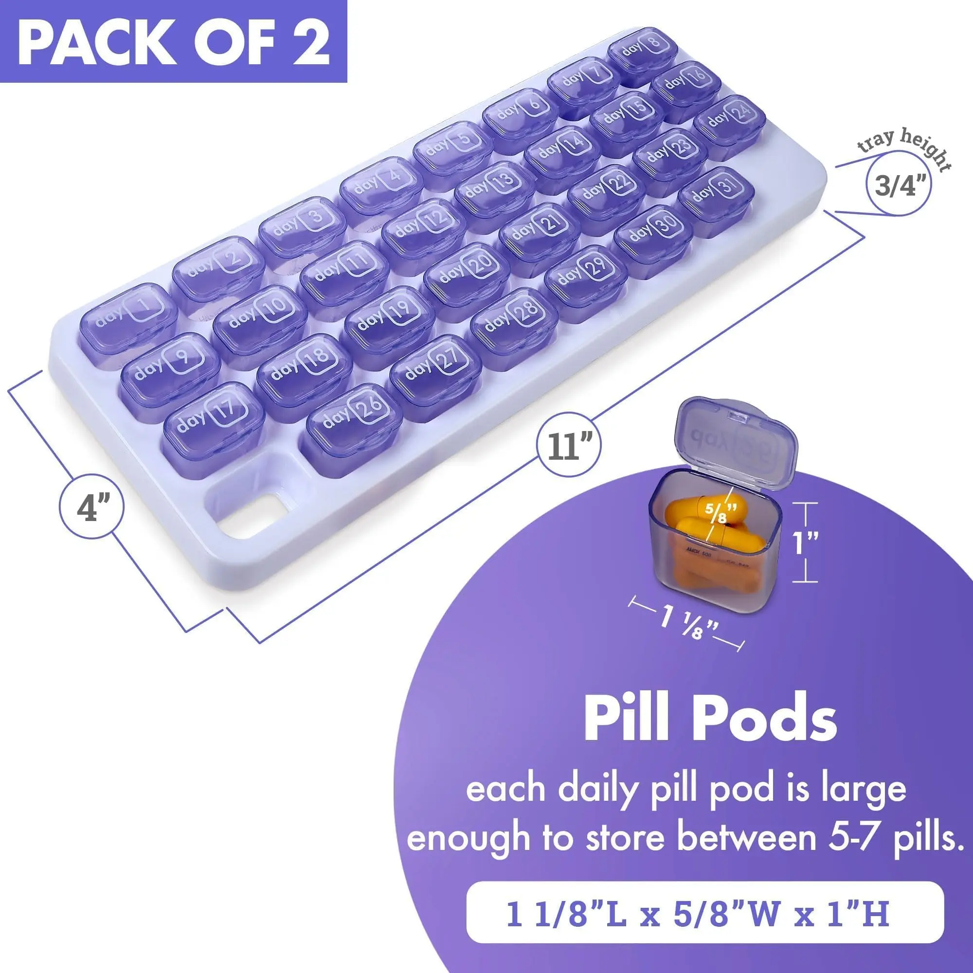 UNTIOR Dispenser Container Box Holder Organizer Weekly 31 Grids Monthly Pill Box Removable Keyboard Shape Medicine Pill Case