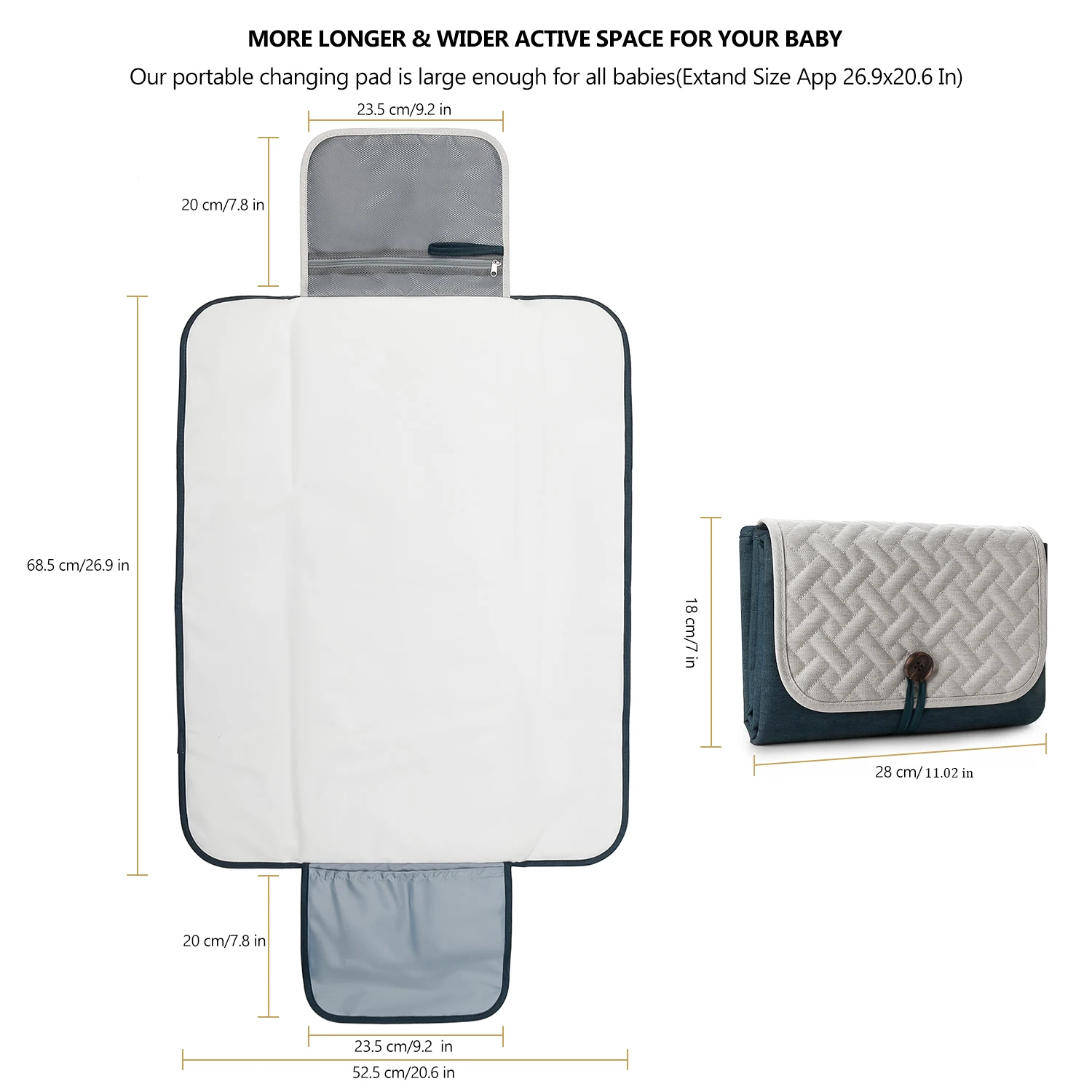 Baby Diaper Changing Pad Portable Changing Station Waterproof Mat Removable Organizer Insert for Diaper Bag