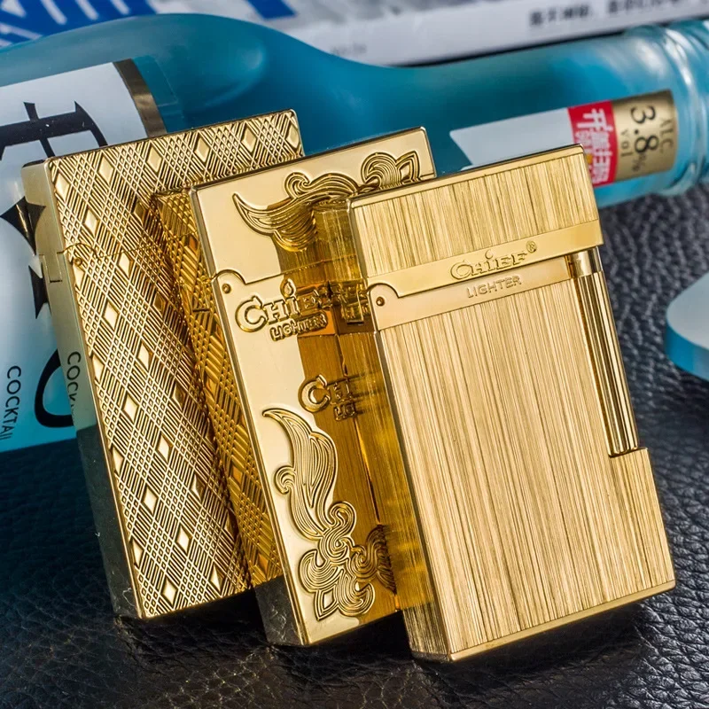 

Metal Outdoor Waterproof Open Flame Butane Inflatable Lighter Sand Wheel Ignition Flame Adjustment Men's High-End Gadgets