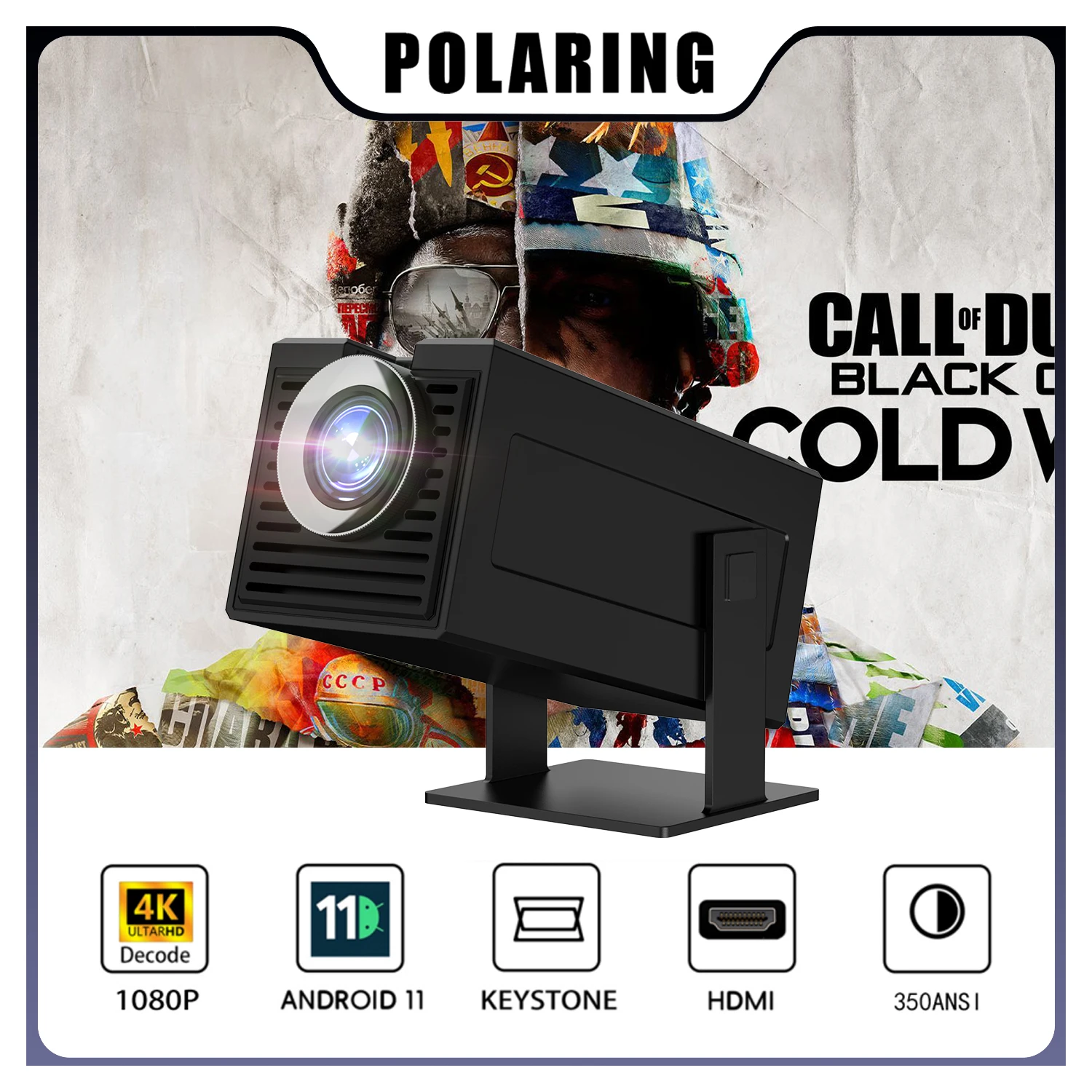 Мини-проектор Polaring P50Mini с поддержкой Amlogic 950S, Android, Wi-Fi, BT, 1080 ansi, домашний кинопроектор Keystone HDMI, проектор P, 4K