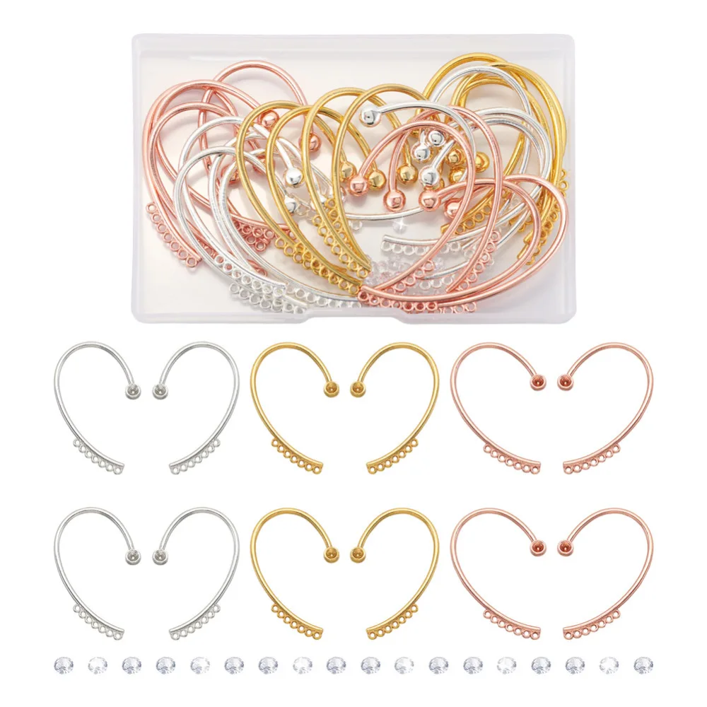 49pcs/Box Alloy Cuff Earring Accessories Findings Non Piercing Earring with 7 Loop for Creative DIY Earring jewelry making Decor