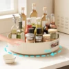Creamy White Rotatable Round Tray Countertop Multi Purpose Storage Tray Rotating Storage Rack 1