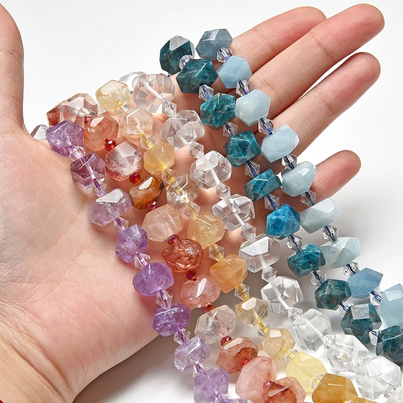 Mineral Aquamarine gemstone beads wholesale Amethyst lavande Orange Sun stoneshape Faceted  jewelry DIY Bracelet Necklace