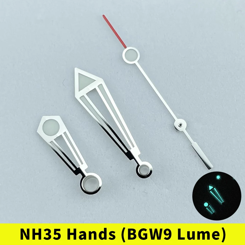 

Watch Hand Set Silver Hands for NH35 NH36 NH38 BGW9 Lume Sea Master Style For 31mm Dial